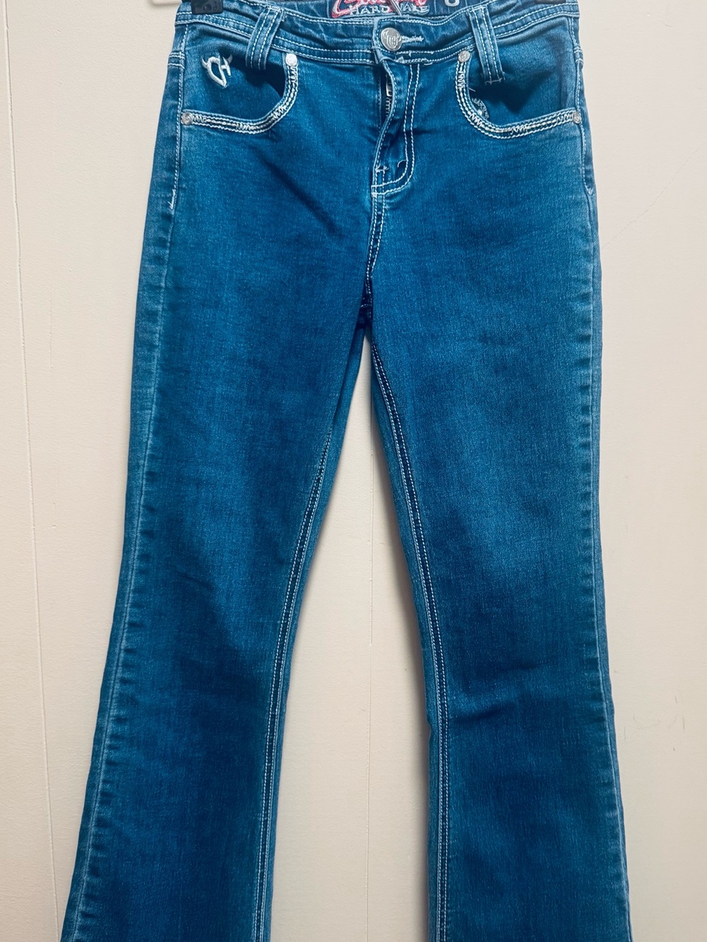 Girls' Blue Denim Flare Jeans - Classic Stretch
